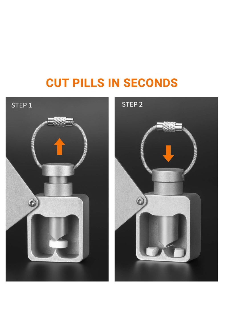 SYOSI Mini Pill Splitter,  Keychain Pill Cutter Ever with Sharp Metal Blade, Portable Pill Slicer Pill Storage Container for Home, Travelling, Office, On Business  - Image 2