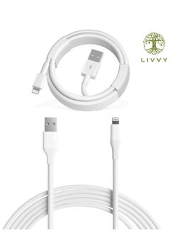 LIVVY 1-Pack USB-A to Lightning Cable for iPhone 14/13/12/11 Pro Max, iPad -Fast Charging & High-Speed Data Sync, White  - Image 1