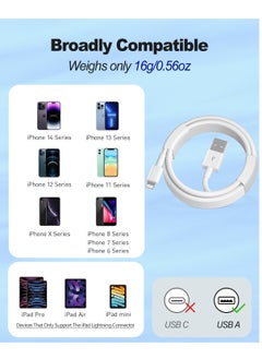 LIVVY 1-Pack USB-A to Lightning Cable for iPhone 14/13/12/11 Pro Max, iPad -Fast Charging & High-Speed Data Sync, White  - Image 2