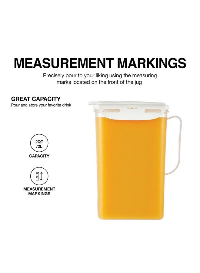 LocknLock Aqua Fridge Door Water Jug with Handle BPA Free Plastic Pitcher with Flip Top Lid Perfect for Making Teas and Juices, 2 Quarts, Ivory - Image 4
