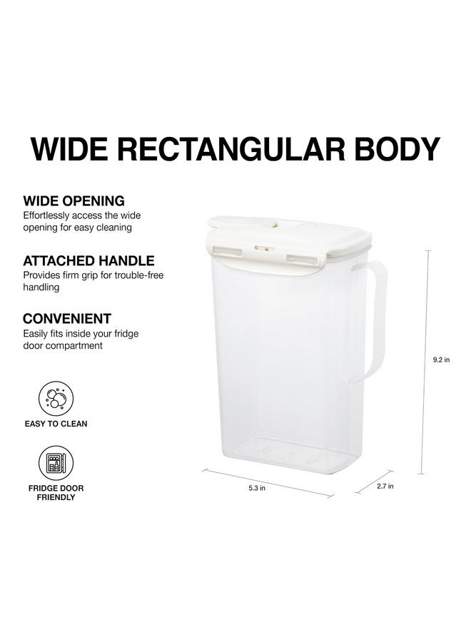 LocknLock Aqua Fridge Door Water Jug with Handle BPA Free Plastic Pitcher with Flip Top Lid Perfect for Making Teas and Juices, 2 Quarts, Ivory - Image 3