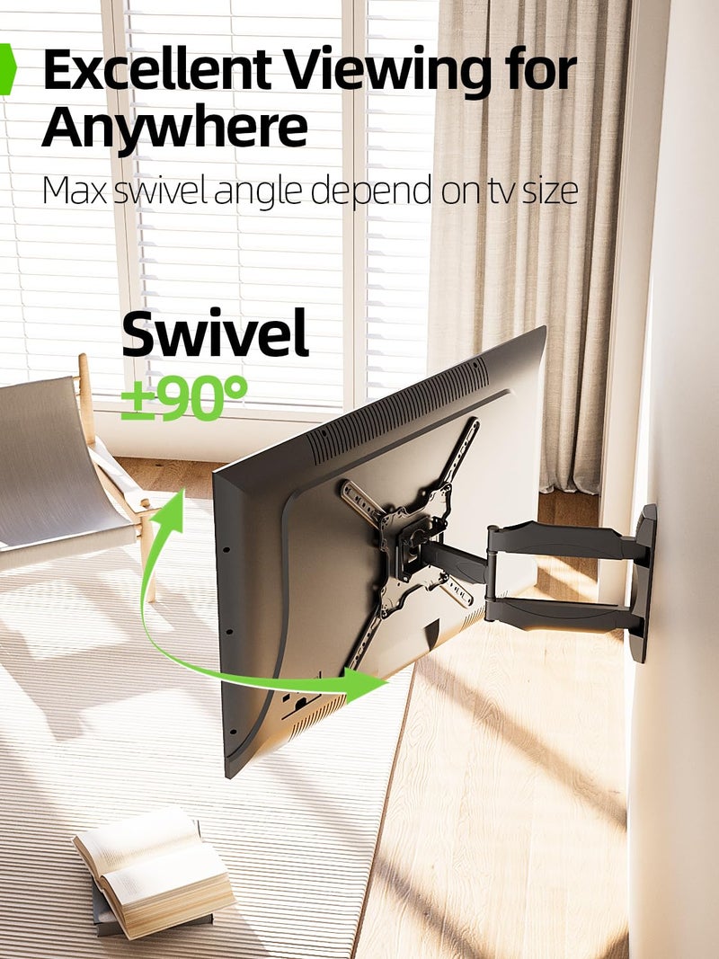 USX MOUNT USX MOUN TV Wall Mount for Most 26-60 Inch TVs up to 77 lbs, Full Motion Wall Mount TV Bracket with Swivel Tilt Single Stud Design for Corner, Max VESA 400x400mm fit Most 32 40 42 43 50 55 60 TVs - Image 4