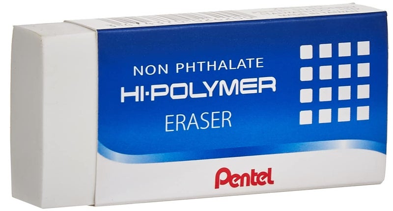 Pentel Hi-Polymer ZEH-20 Large (7.3 x 3.3 cm) Block Eraser, Pack of 3 - Image 1