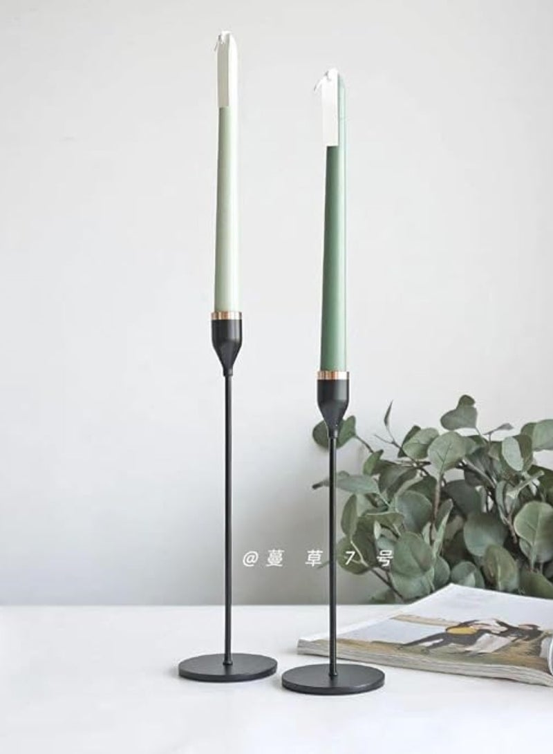 طقم شمعدان مكون من 3 قطع ارتفاعات مختلفة -أسود بإطار ذهبي - Image 5