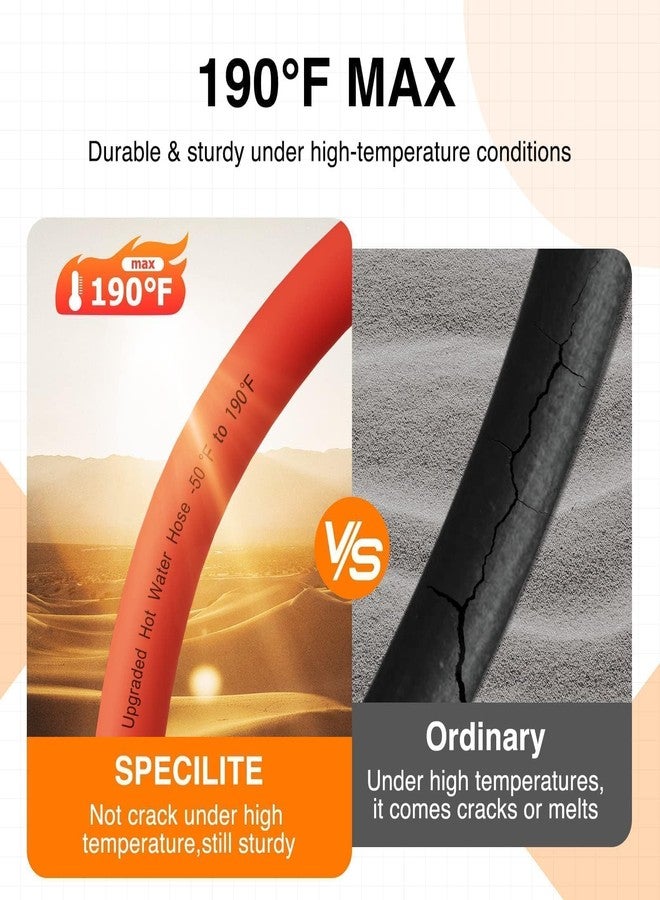 SPECILITE 5/8" Hot/Cold Garden Water Hose 50 ft, -50℉-190℉,Flexible & Lightweight With 3/4" Brass Fittings for Yard, Outdoor, Farm, Red - Image 2