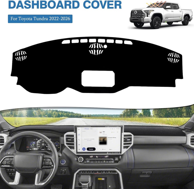 FIILINES Dash Cover Compatible with 2022 2023 2024 Toyota Tundra Dashboard Cover Mat for Tundra Accessories Sunshade Nonslip Mesh Protector No Glare - Image 2