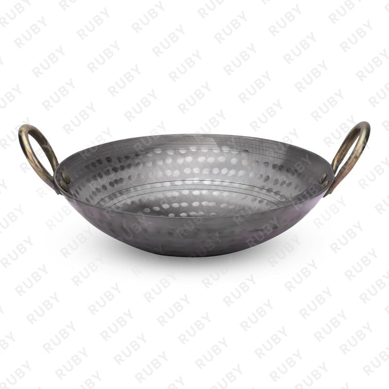 Ruby Heavy Base Iron Matthar/Hammered Kadhai | Kadai with Handle for Kitchen | Deep Frying Kadai Free Stainless Steel Scrubber- 3 Litre  - Image 4
