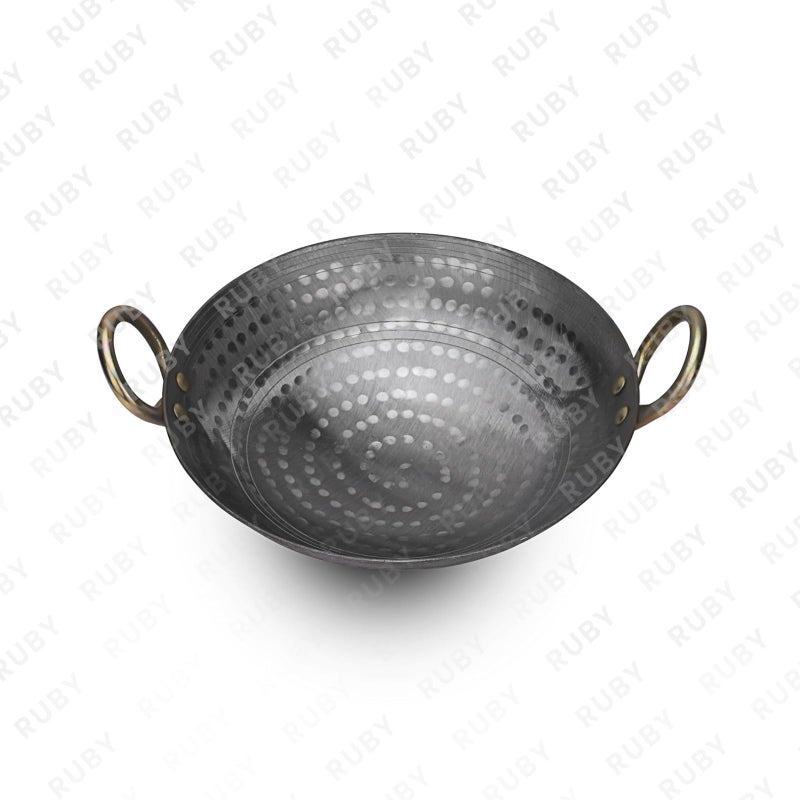 Ruby Heavy Base Iron Matthar/Hammered Kadhai | Kadai with Handle for Kitchen | Deep Frying Kadai Free Stainless Steel Scrubber- 3 Litre  - Image 3