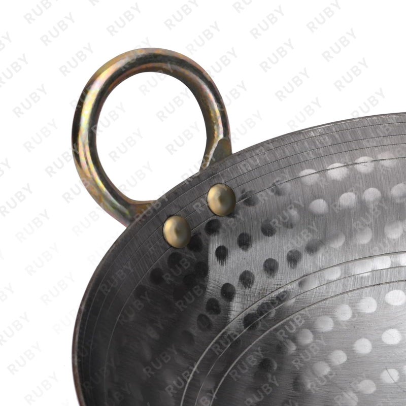Ruby Heavy Base Iron Matthar/Hammered Kadhai | Kadai with Handle for Kitchen | Deep Frying Kadai Free Stainless Steel Scrubber- 3 Litre  - Image 2