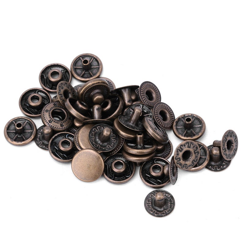 50 set Pure Brass Snap Buttons Round Button Cloth Luggage Decoration Tool(12.5mm Bronze) - Image 3