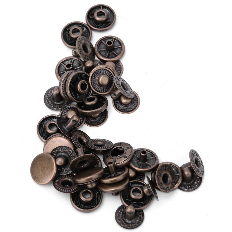 50 set Pure Brass Snap Buttons Round Button Cloth Luggage Decoration Tool(12.5mm Bronze) - Image 1