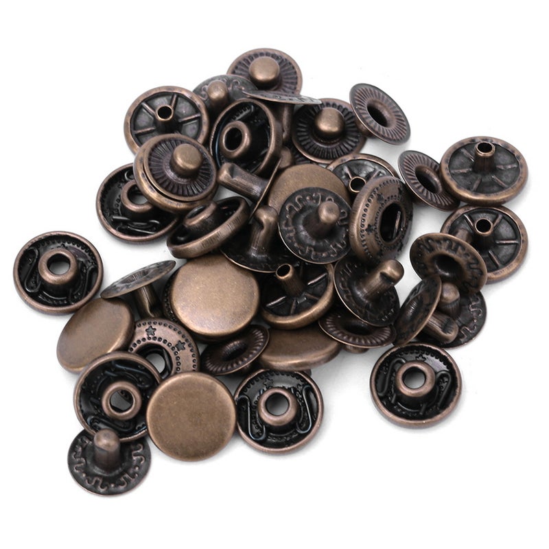 50 set Pure Brass Snap Buttons Round Button Cloth Luggage Decoration Tool(12.5mm Bronze) - Image 2