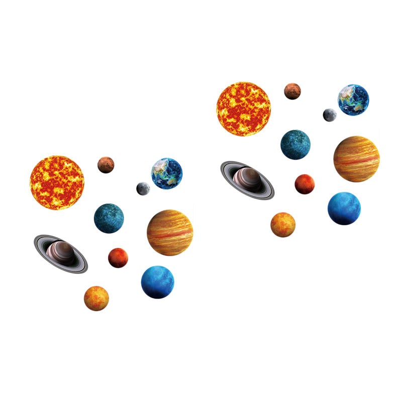 2 Sets /10PCS Sun and 9 Planets Wallpapers Home Wall Decals Removable Background Wall Stickers for Living Room Bedroom Kids Room - Image 1