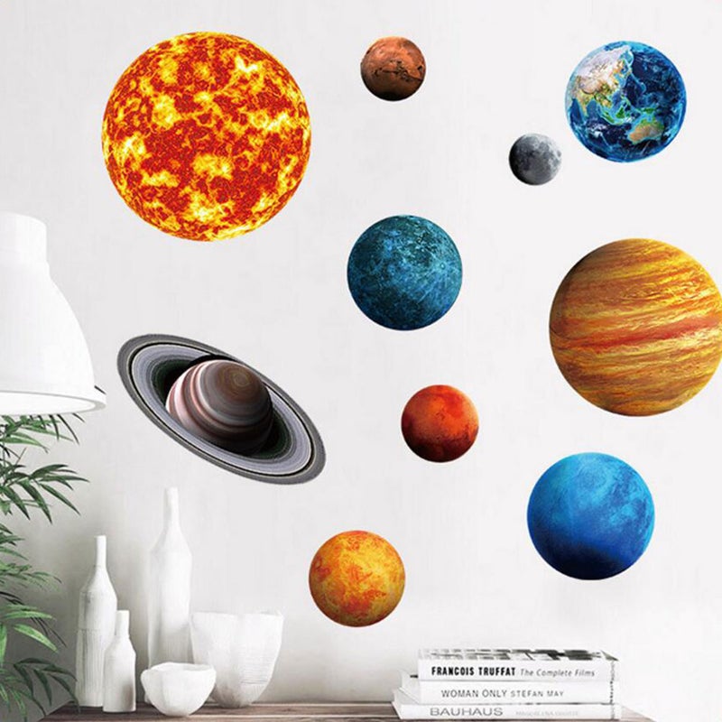 2 Sets /10PCS Sun and 9 Planets Wallpapers Home Wall Decals Removable Background Wall Stickers for Living Room Bedroom Kids Room - Image 5