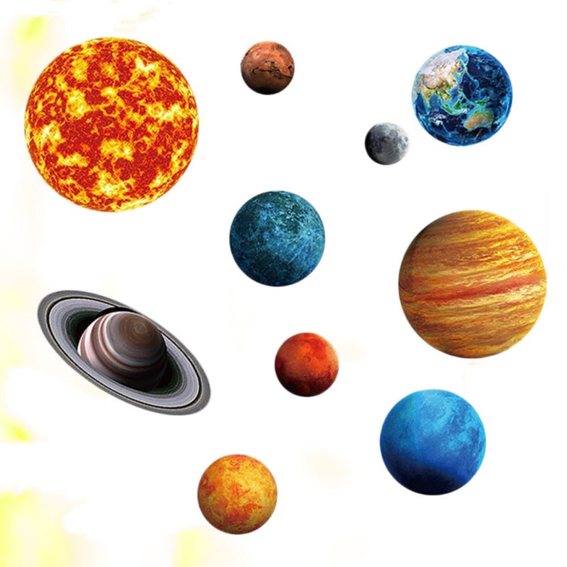 2 Sets /10PCS Sun and 9 Planets Wallpapers Home Wall Decals Removable Background Wall Stickers for Living Room Bedroom Kids Room - Image 4