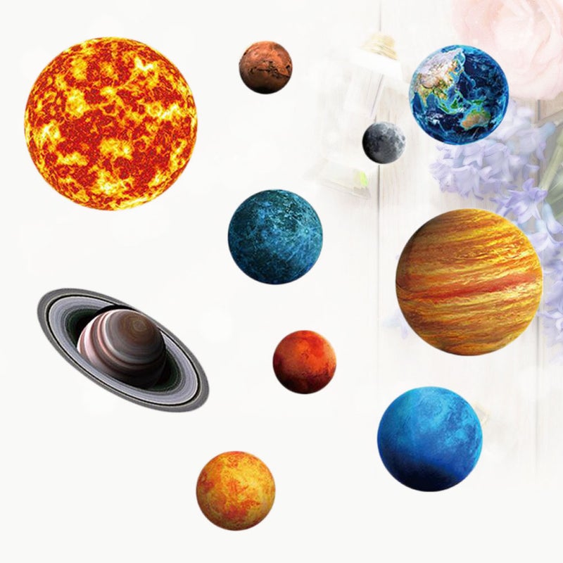 2 Sets /10PCS Sun and 9 Planets Wallpapers Home Wall Decals Removable Background Wall Stickers for Living Room Bedroom Kids Room - Image 2