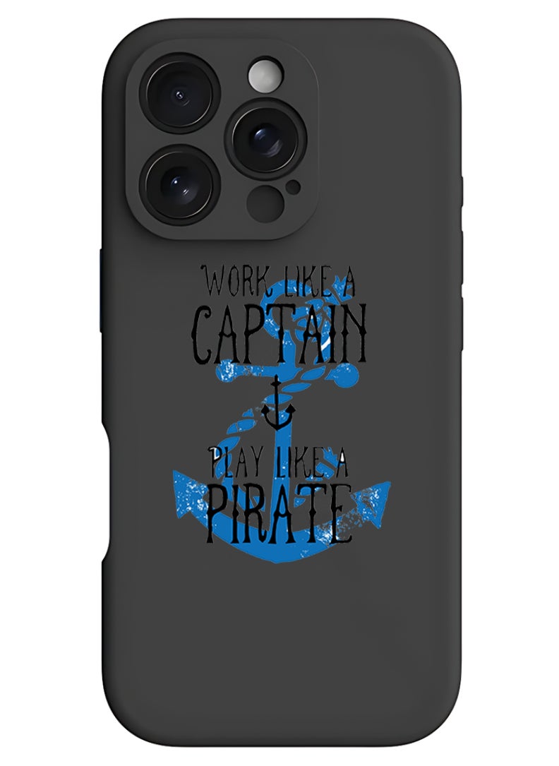 Theodor - Protective Slim Fit Case Liquid Silicone Cover with Full Body Protection Anti-Scratch Shockproof Case For iPhone 16 Pro Black - Work like a Captain - Image 1