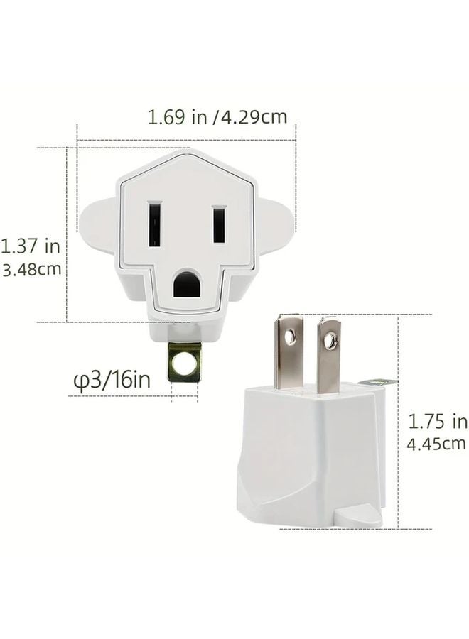 6 Pack ETL Listed Heavy Duty Fireproof Outlet Adapter 3 To 2 Prong Converter Black - Image 3