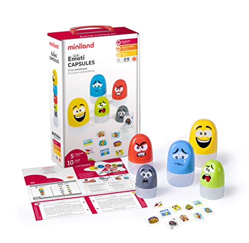 Miniland Emoticapsules Multicolor and Funny Toy which Represent The Basic Emotions and Invite Children from 2 to 6 Years to Recognize Daily Feelings SEL Learning - Image 1