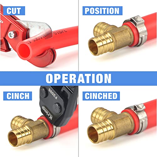 IWISS PEX Cinch Clamp Crimping Tool for Stainless Steel Clamps from 3/8-inch to 1-inch with Calibration Gauge 20pcs 1/2-inch and 10 pcs 3/4-inch Clamps Suit ASTM F2098 Standards - Image 4