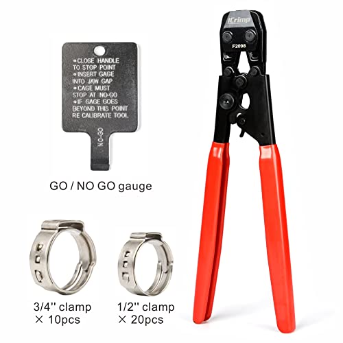 IWISS PEX Cinch Clamp Crimping Tool for Stainless Steel Clamps from 3/8-inch to 1-inch with Calibration Gauge 20pcs 1/2-inch and 10 pcs 3/4-inch Clamps Suit ASTM F2098 Standards - Image 2