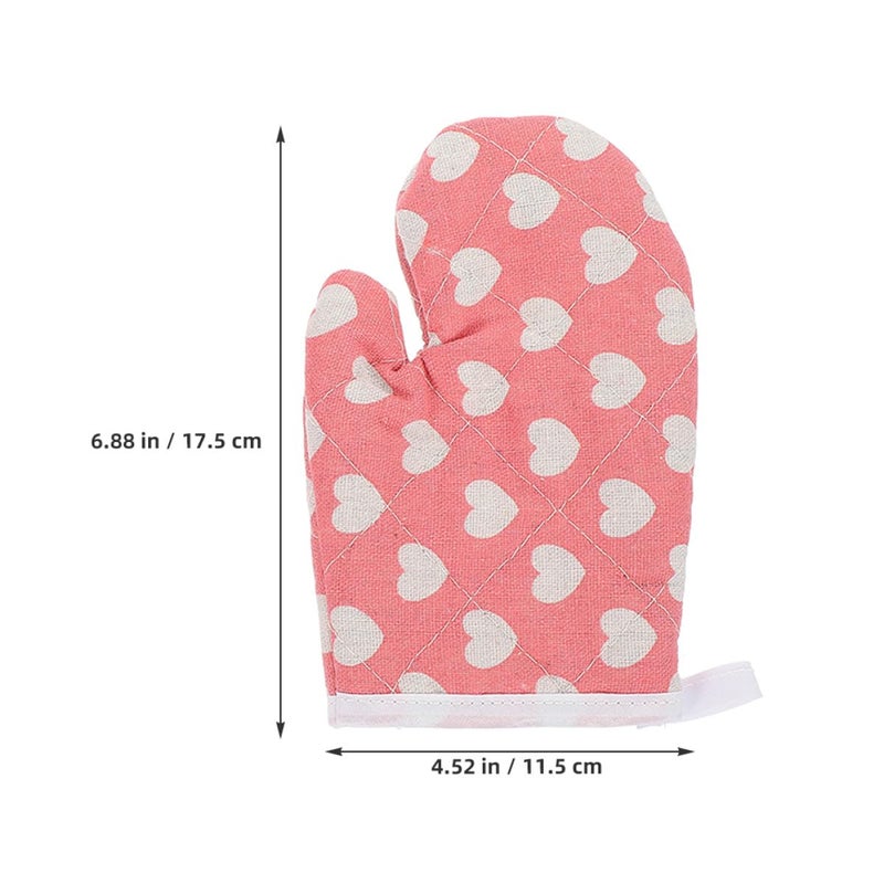 Thickened Canvas Oven Mitts Non Slip Heat Resistant Microwave Safe Potholders 2Pcs Set Heart Pattern - Image 3