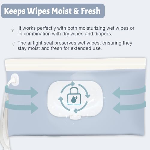 cephira Baby wipes dispenser，portable baby wipes holder for outdoor, Refillable baby wipes container, on the go wet wipe pouch for travel, resuable wipes dispenser for hiking (Blue) - Image 3