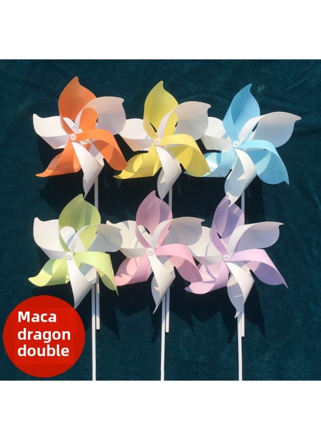 Macaron Flower Classroom Opening Year's Day June 1 Graduation Decoration Matching Sucker White Blue Double Color-Color:Macaron Two-color 10-pack (six Colors Available (comes With Base And Pole)