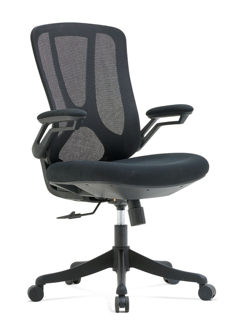 Selene House Comfortable Ergonomic Home Office Desk Chair with Flip-up Armrest Breathable Mesh Sturdy High Back Support Desk Office Chair with Lumbar Support Comfortable Seat Swivel Rotating Computer Chair Black - Image 1