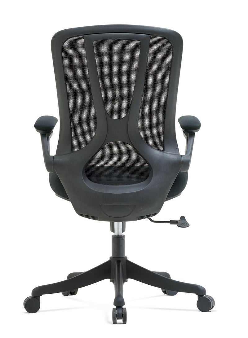 Selene House Comfortable Ergonomic Home Office Desk Chair with Flip-up Armrest Breathable Mesh Sturdy High Back Support Desk Office Chair with Lumbar Support Comfortable Seat Swivel Rotating Computer Chair Black - Image 2