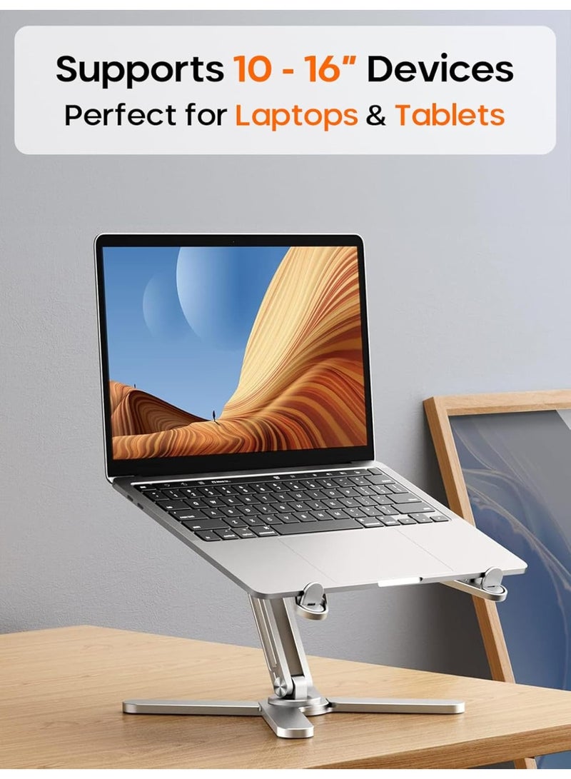 بيجانت حامل لاب توب دوار للمكتب قابل للتعديل 360 درجة بتصميم مريح ومحمول وقابل للطي من الألومنيوم خفيف الوزن للمنزل والمكتب والسفر، متوافق مع ماك بوك ديل اتش بي مقاس 10-17 بوصة من بيجانت - Image 5