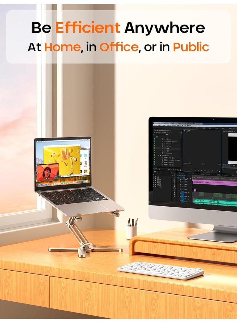 بيجانت حامل لاب توب دوار للمكتب قابل للتعديل 360 درجة بتصميم مريح ومحمول وقابل للطي من الألومنيوم خفيف الوزن للمنزل والمكتب والسفر، متوافق مع ماك بوك ديل اتش بي مقاس 10-17 بوصة من بيجانت - Image 3