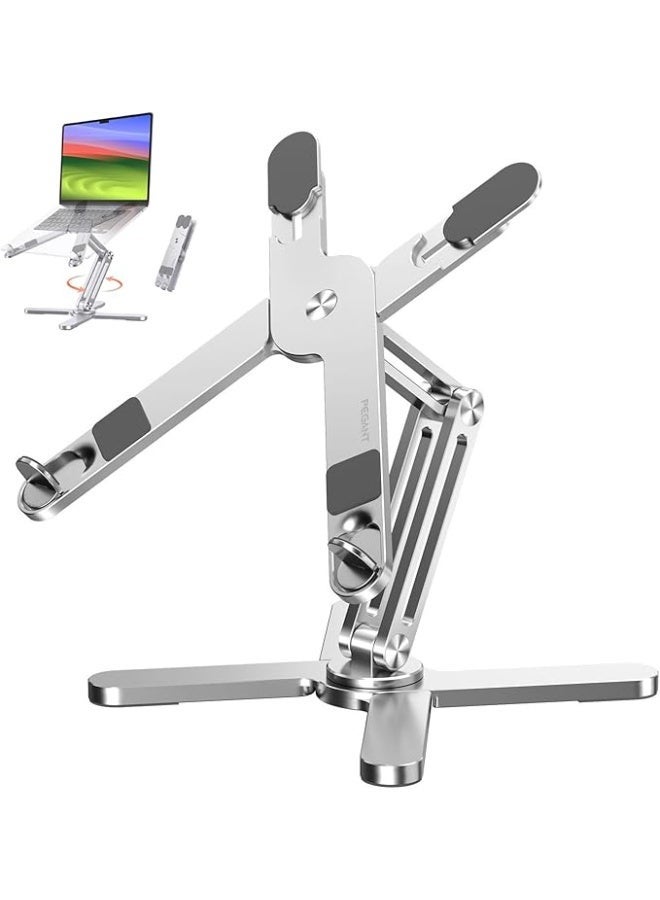 بيجانت حامل لاب توب دوار للمكتب قابل للتعديل 360 درجة بتصميم مريح ومحمول وقابل للطي من الألومنيوم خفيف الوزن للمنزل والمكتب والسفر، متوافق مع ماك بوك ديل اتش بي مقاس 10-17 بوصة من بيجانت - Image 1