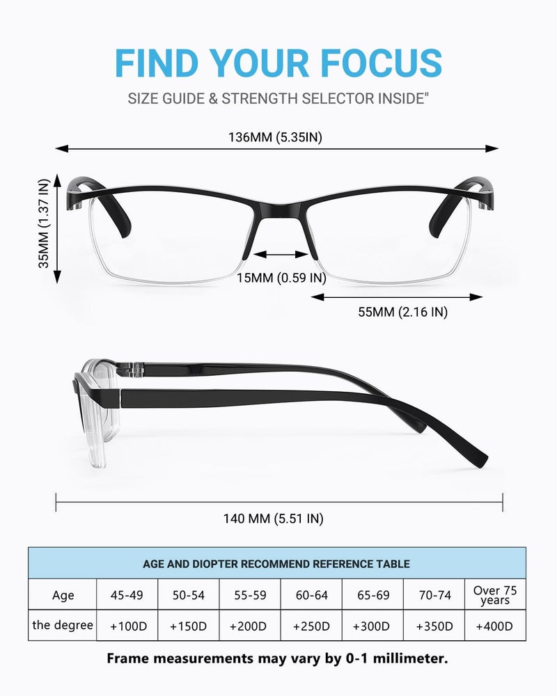 LUFF 4Pcs Anti-Blue-ray Reading Glasses Portable Ultra-Light Readers(3.25X) - Image 5