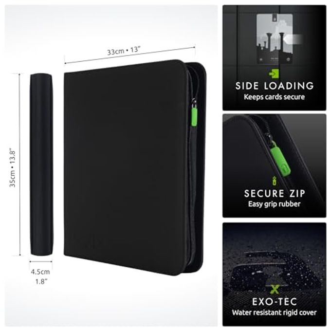 Vault X 12 Pocket Trading Card Zip Binder, 480 cards, Premium Exo-Tec Album Material, 20 Side-Loading Pages, Folder for Collectible Card Games, Sports, TCG (Black) - Image 2