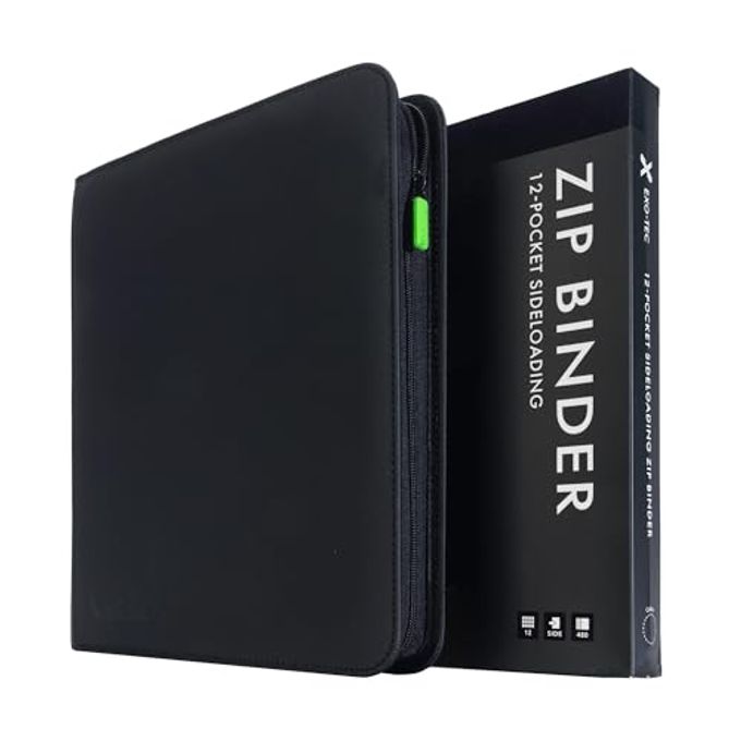 Vault X 12 Pocket Trading Card Zip Binder, 480 cards, Premium Exo-Tec Album Material, 20 Side-Loading Pages, Folder for Collectible Card Games, Sports, TCG (Black) - Image 1