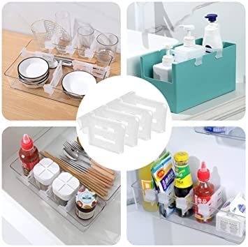 Cyrox Cyrox Kitchen Refrigerator Internal Drawer Shelf Divider Clip Expandable Fridge Drawers Storage Partition Clips Organizer Space Dividing Bottle Food Packets for Refrigerator 1 Set of 4 Pcs  - Image 4