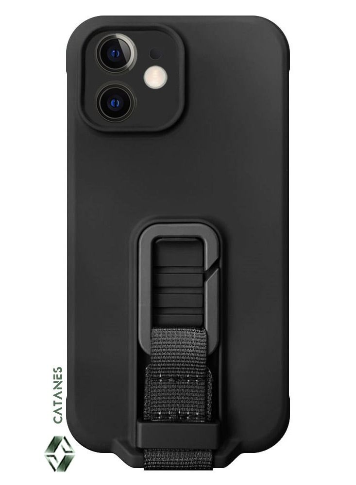 CATANES 2 Pack For iPhone 12 Case Cover And Screen Protector With Strap And Adjustable Grip Case Black - Image 3