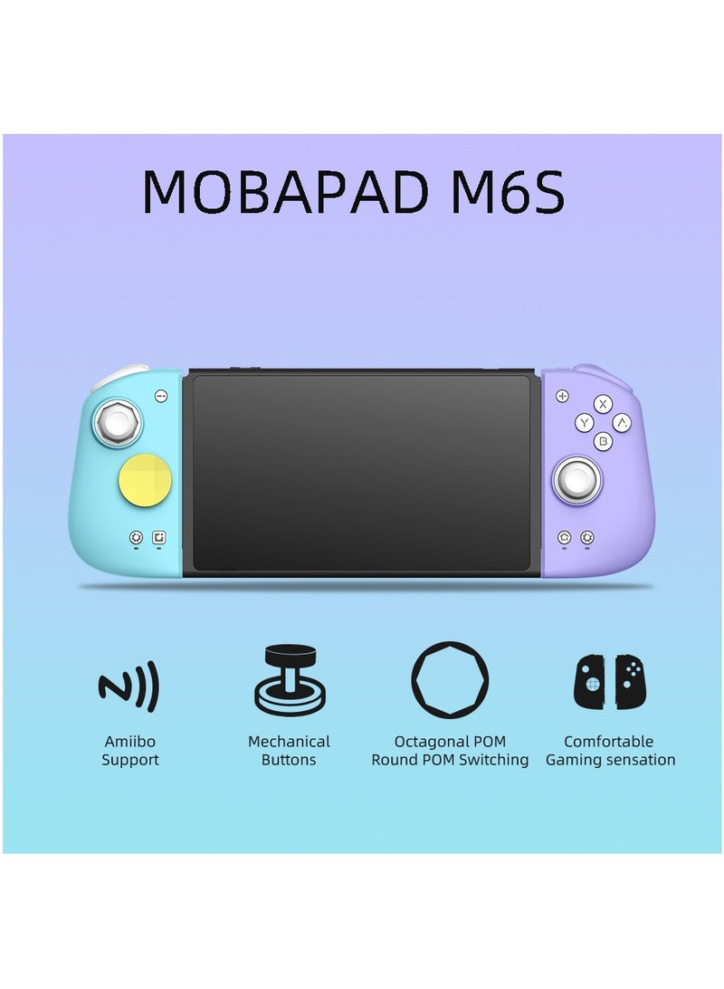 وحدة تحكم Mobapad M6S لجهاز Nintendo Switch Pro مع عصا تحكم قابلة للتعديل واهتزاز عالي الدقة ولوحة تحكم جيروسكوبية ذات 6 محاور (أزرق وأرجواني) - Image 2