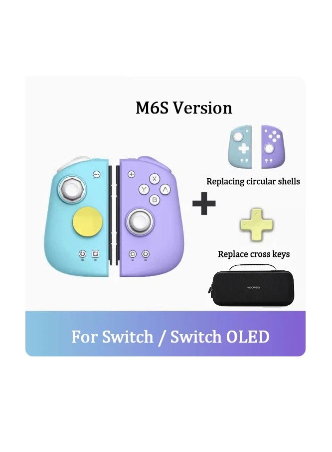 وحدة تحكم Mobapad M6S لجهاز Nintendo Switch Pro مع عصا تحكم قابلة للتعديل واهتزاز عالي الدقة ولوحة تحكم جيروسكوبية ذات 6 محاور (أزرق وأرجواني) - Image 1