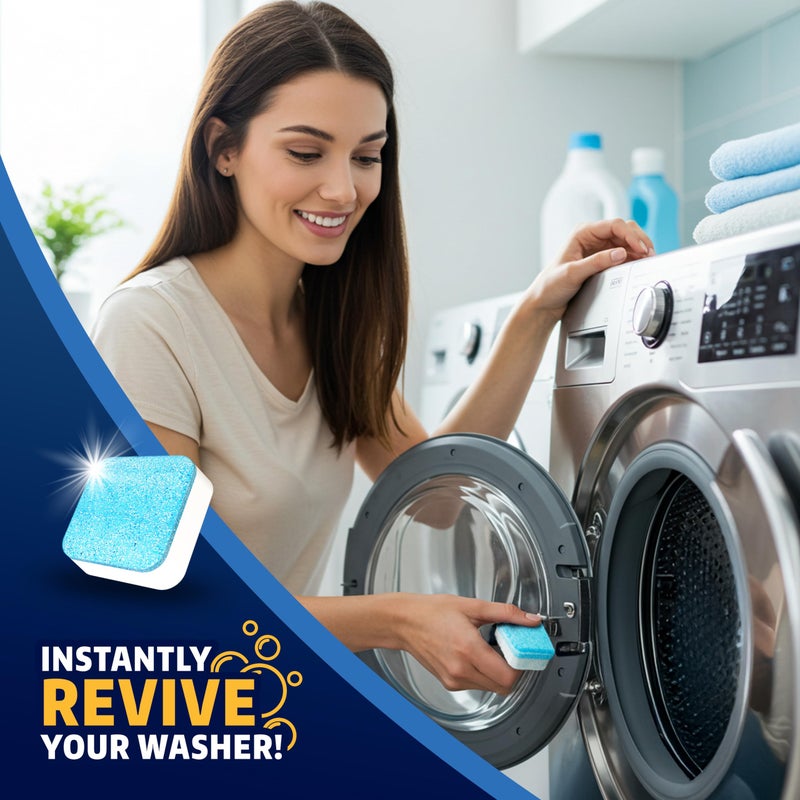 Bright Choice Washing Machine Cleaner Tablets 24 Pack - Deep Cleaning Tablets for Front & Top Load, Works With HE Washers, Removes Residue, Odor & Pet Hair - 12 Month Supply of Washer Cleaner Descalers, Septic Safe - Image 2