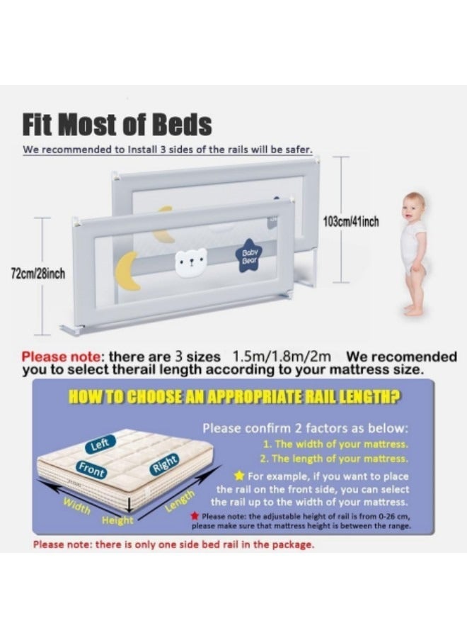 Bed Guard Rail for kids,Toddler Extra Long Bed Guard Rail,Universal Baby  Children Rail 2m  - Image 4