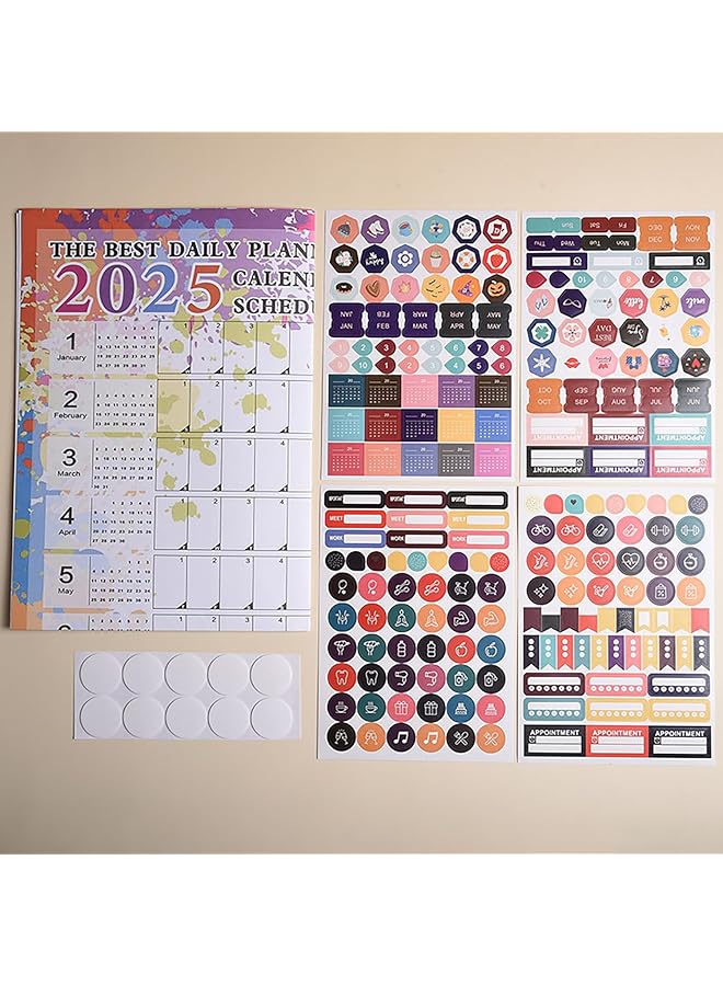 إيروريكس مخطط تقويم 2025، تقويم حائط، جدول يومي سنوي، ملصق تقويم، قائمة مهام، مخطط سنوي للمستلزمات المكتبية، ريترو - Image 4