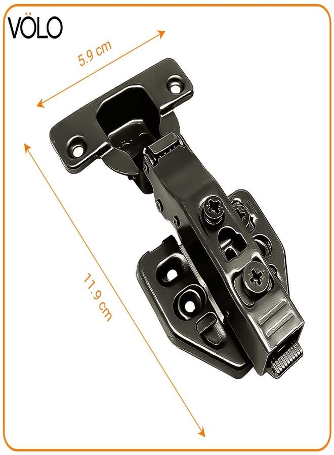 Volo European Style Mild Steel Hydraulic 3D Clip-on Soft Close Concealed Cabinet Hinges, Black Colour (0 Crank, 1) - Image 4
