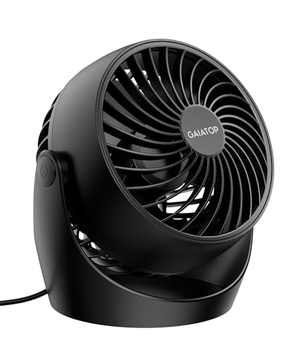 Gaiatop Desk Fan, 5-Inch Portable Electric Table Desktop Air Circulator Fans, Small but Powerful with 3 Speed 360° Adjustable Tilt for Cooling Home Dorm Office Bedroom Bathroom Kitchen, Black - Image 1