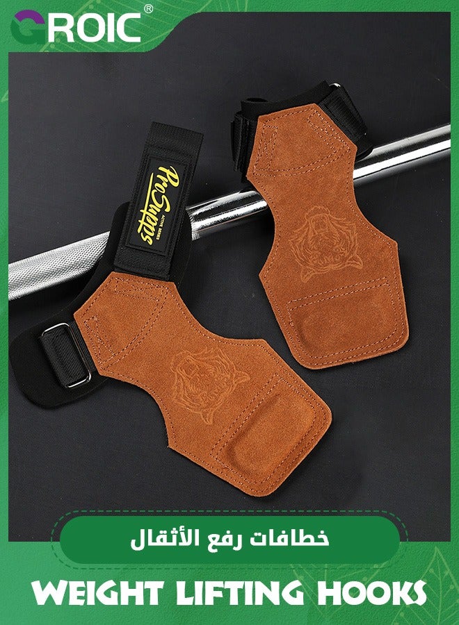 GROIC Weightlifting Wrist Straps with Cushion Wrist Loop,Leather Weight Lifting Wrist Straps for Deadlifts, Superior Deadlift Straps, Grips for Weight Lifting Dumbbells, Barbells  - Image 4