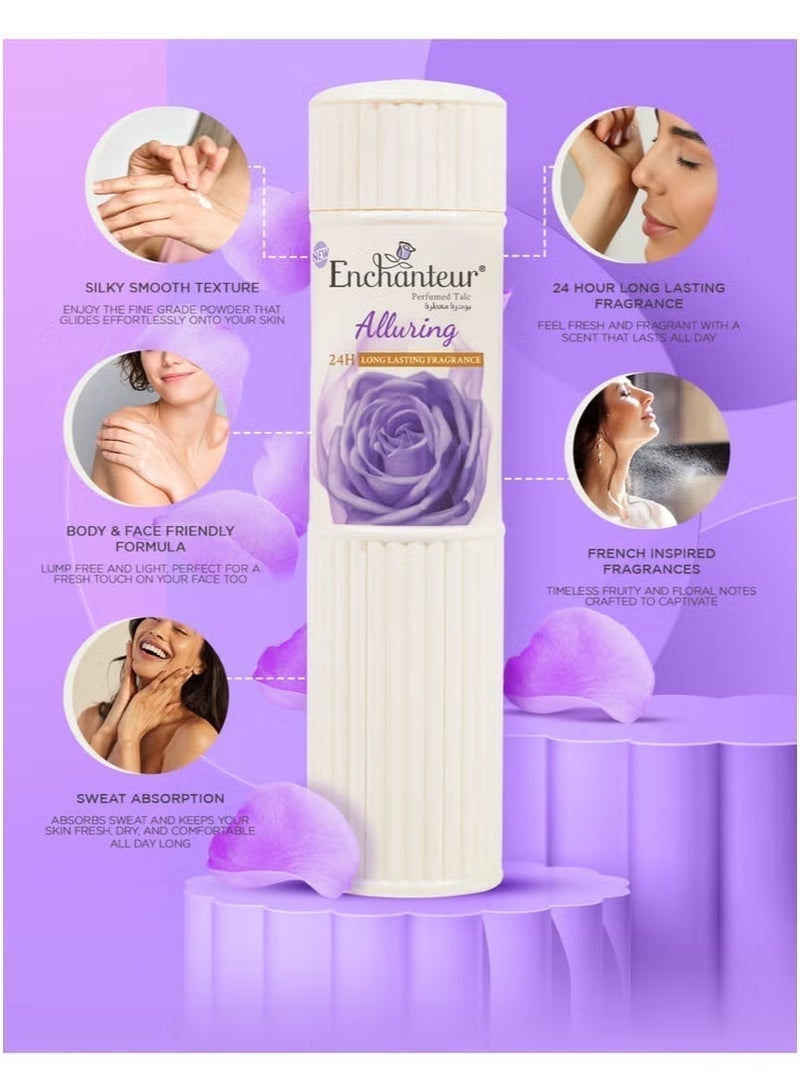 Enchanteur Alluring Talc, 24 H Long Lasting Fragrance Powder, 250g - Image 3