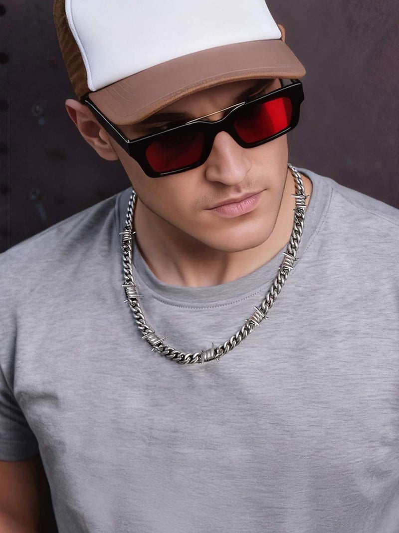 ChainsHouse Stainless Steel Barbed Wire Necklace Thick Heavy Thorns Chain Necklace 9mm Unisex Hip-hop Punk Gothic Cuban Chain Necklace Chokers for Men Women 16 inch - Image 5