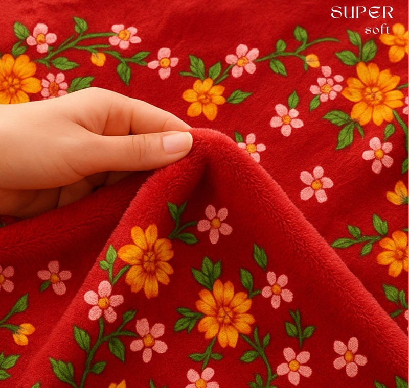 VAS COLLECTIONS Soft Mink Blanket 1500g – Plush Fleece, Warm & Cozy Mild Winter Blanket for King Size Double Bed 220 x 230 cm (Red, Yellow & Green, Double Bed 1.5 Kg) - Image 5