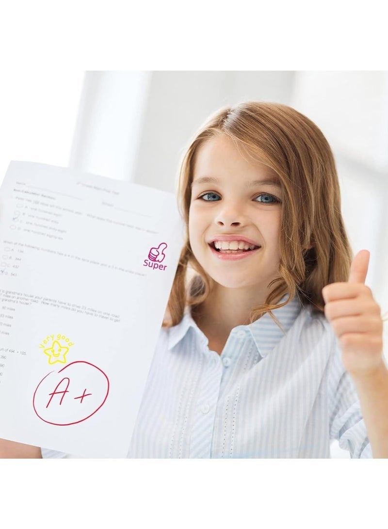 MAOGEDA Wisfunlly 8 Pack Teacher Stamps Self Inking Teacher Stamp Set Picture Stamps for Teachers Motivation Teacher Stamps for Grading Colorful Supplies Stamps for Parent Signature Homework - Image 4